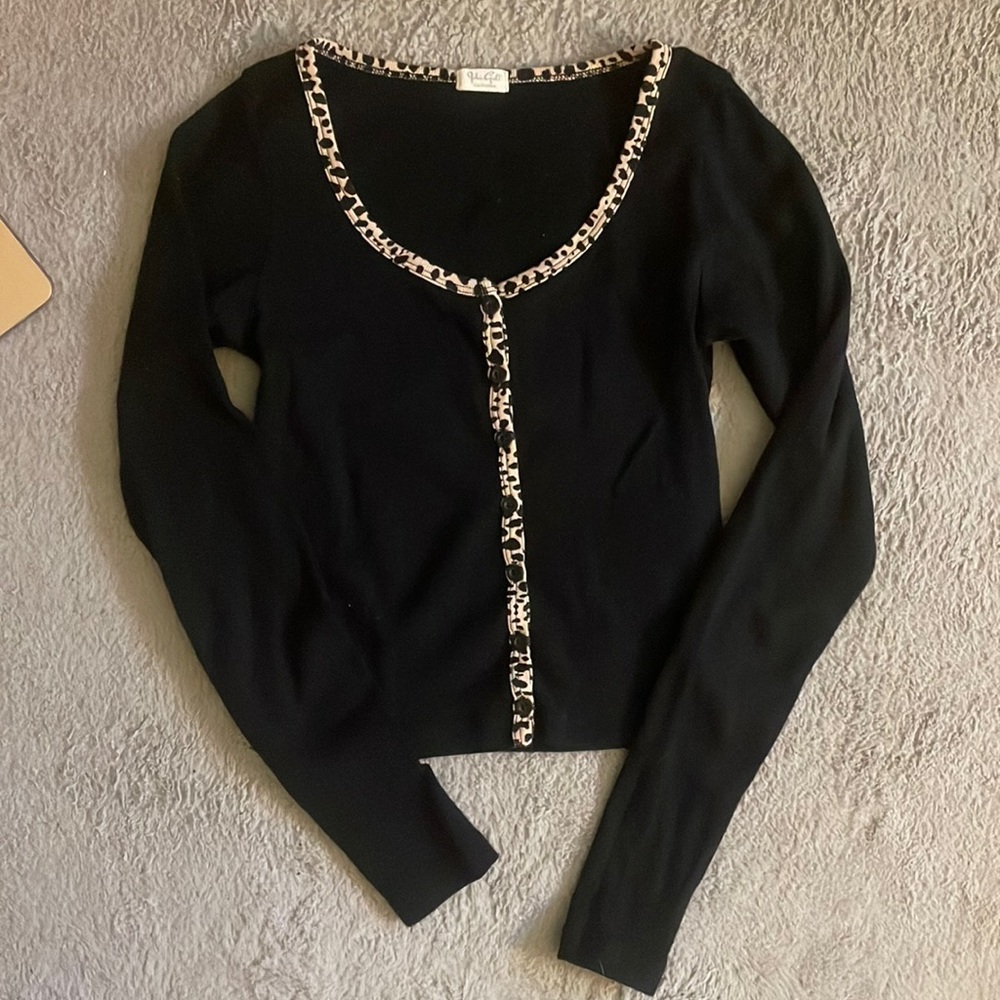 John Galt black long sleeve with cheetah design